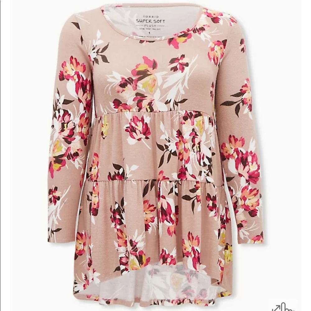 Pink floral super soft plush shirt